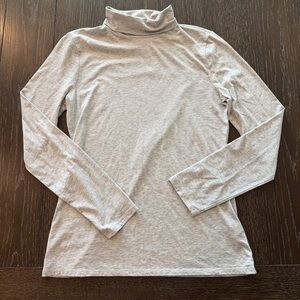 Garnet Hill Gray Pima Cotton/Tencel Blend Turtleneck Long Sleeve Shirt